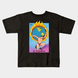 El Planeta Loteria Mexican Bingo Card Kids T-Shirt